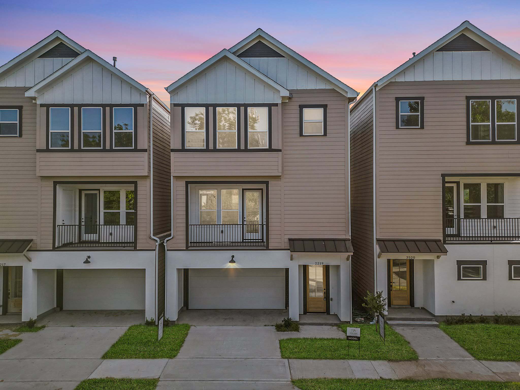 New Construction townhome exteriors at Berry Grove